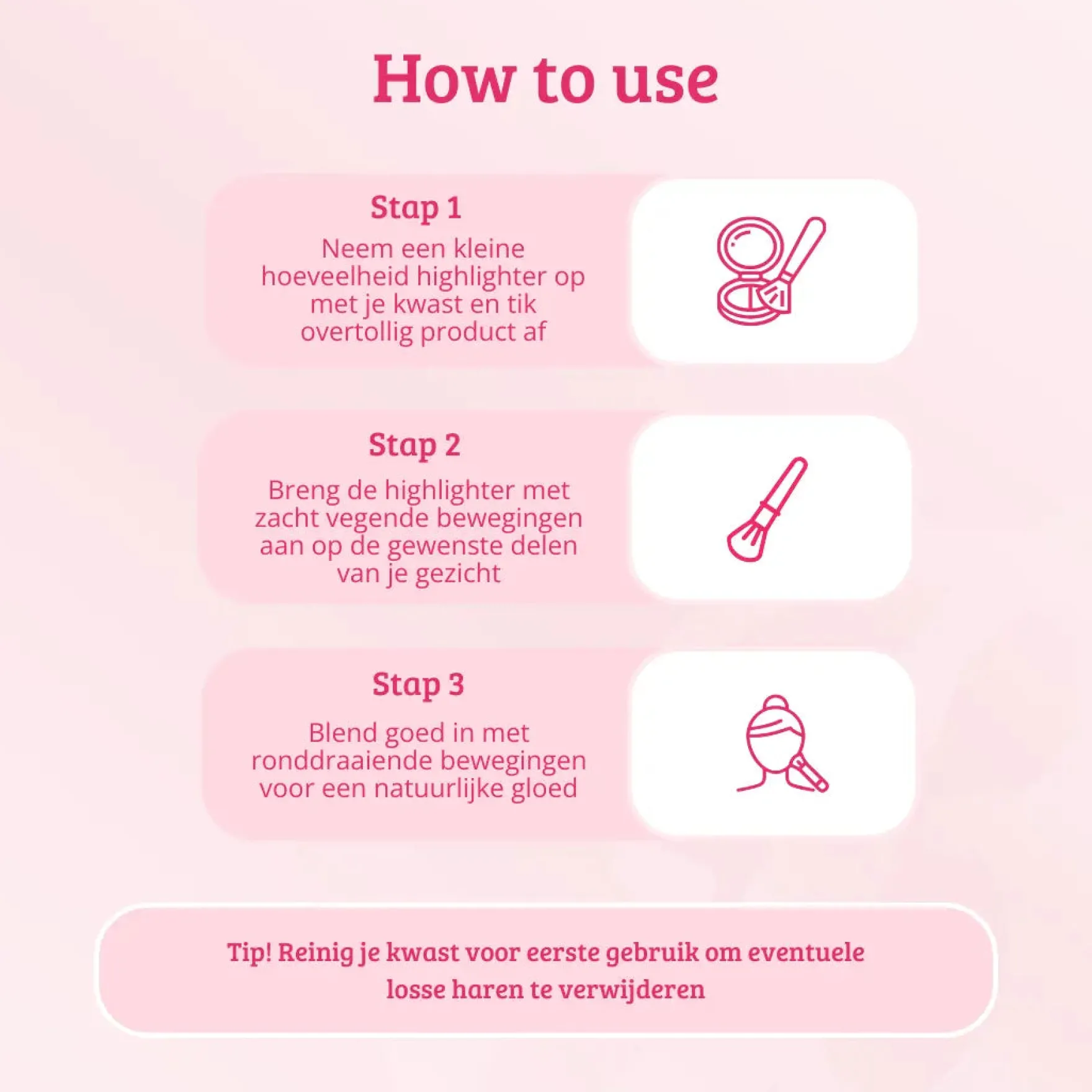 Pink & Rose Gold Small Fan Brush