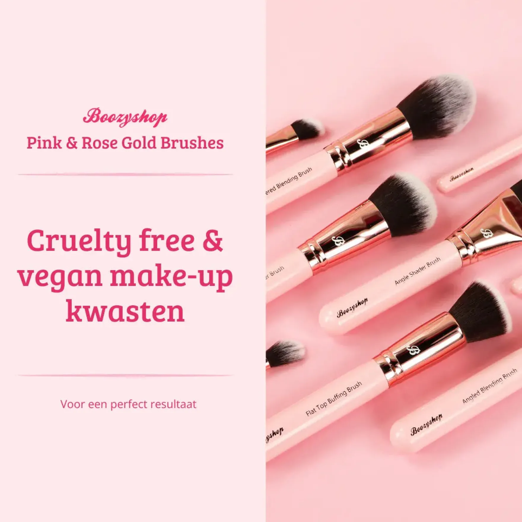 Pink & Rose Gold Small Fan Brush
