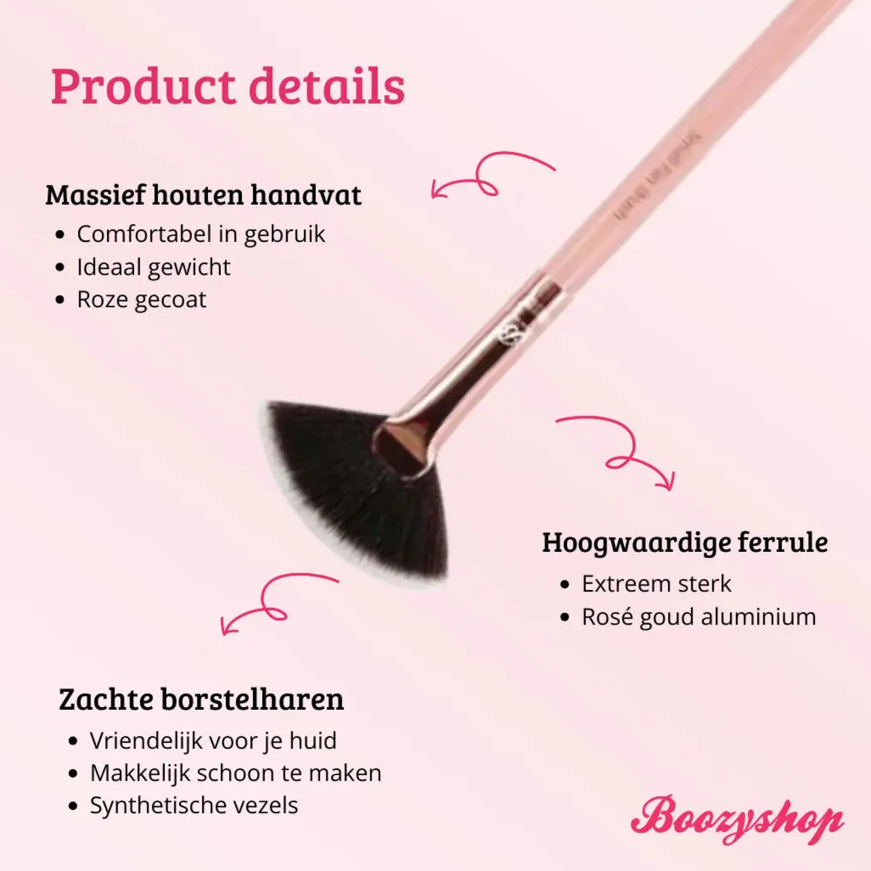 Pink & Rose Gold Small Fan Brush
