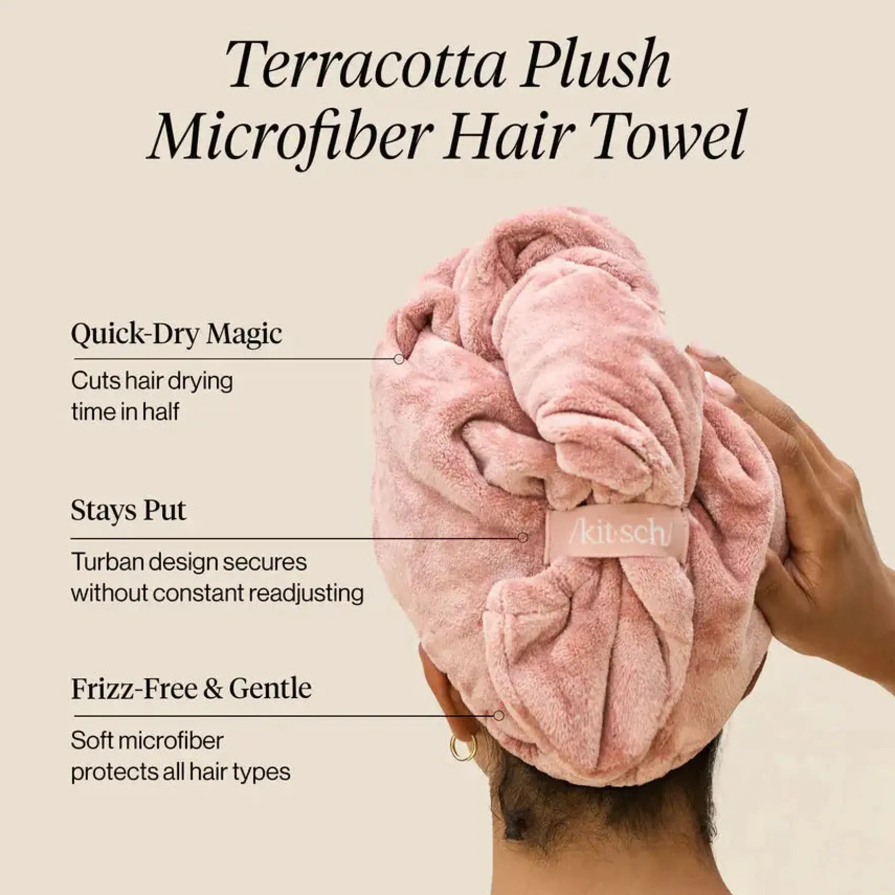 Plush Microfiber Hair Towel Turban Terracotta