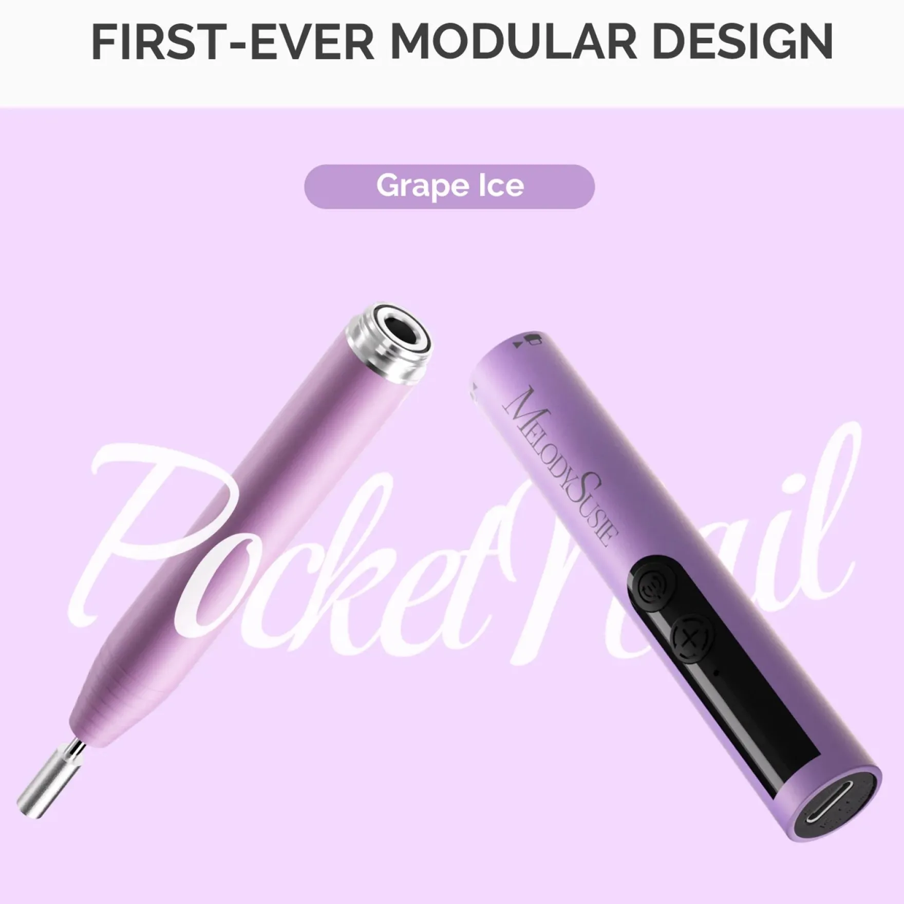 PocketNail PC100GR Innovative Pen-Shaped Portable Nail Drill Modular Version Grape Ice