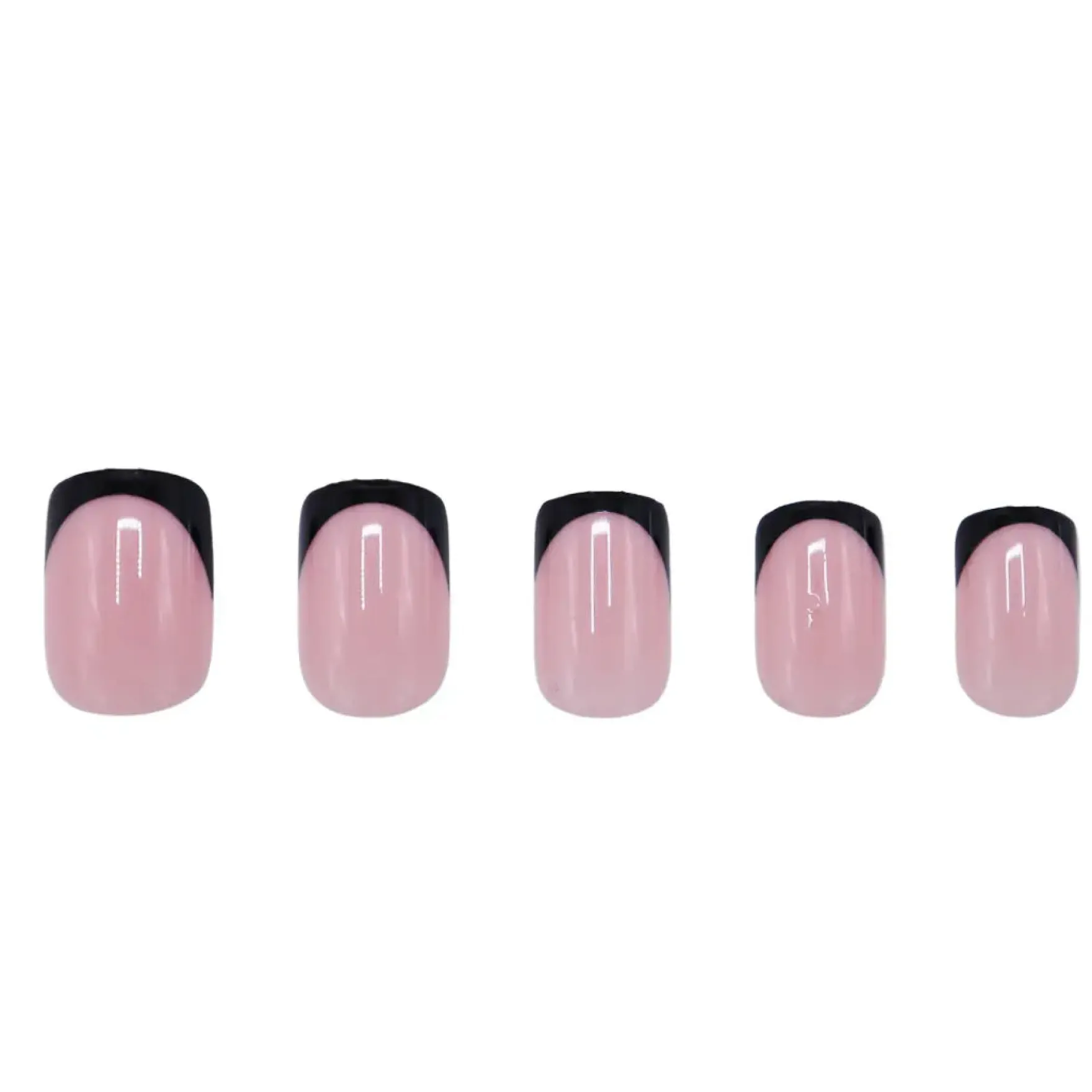 Press On French Nails Black / Pink