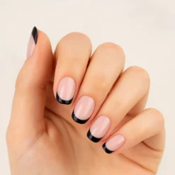 Press On French Nails Black / Pink