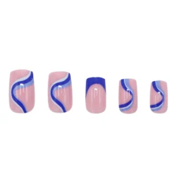 Press On French Nails Blue Waves