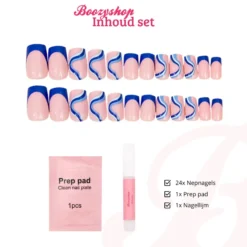 Press On French Nails Blue Waves