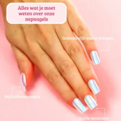 Press On French Nails Metallic Pearlescent