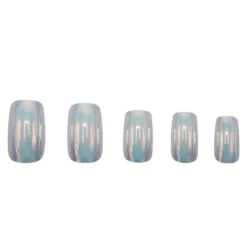 Press On French Nails Metallic Pearlescent