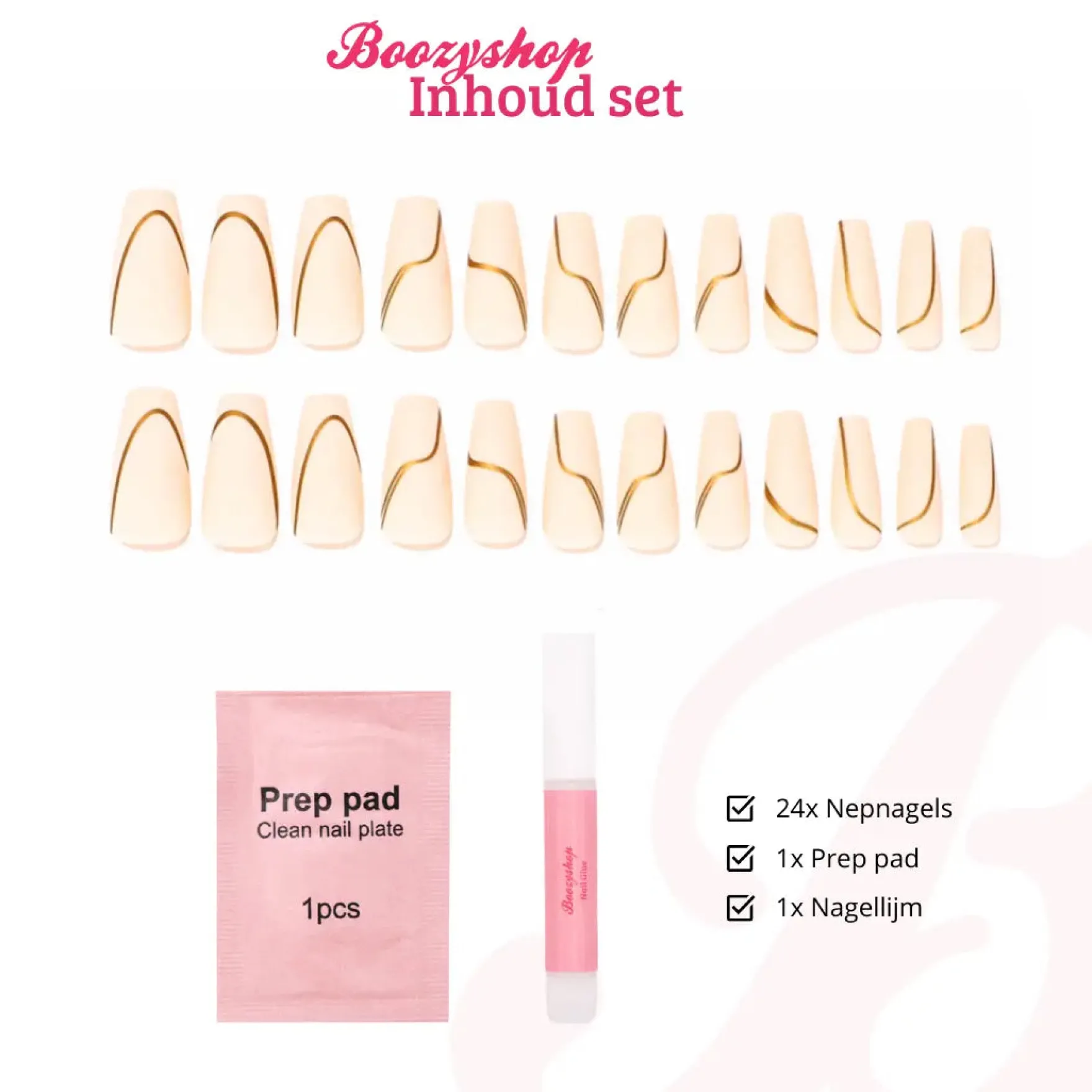 Press On French Nails Nude Goldstrike