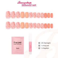 Press On French Nails Orange Waves