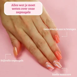 Press On French Nails Orange Waves