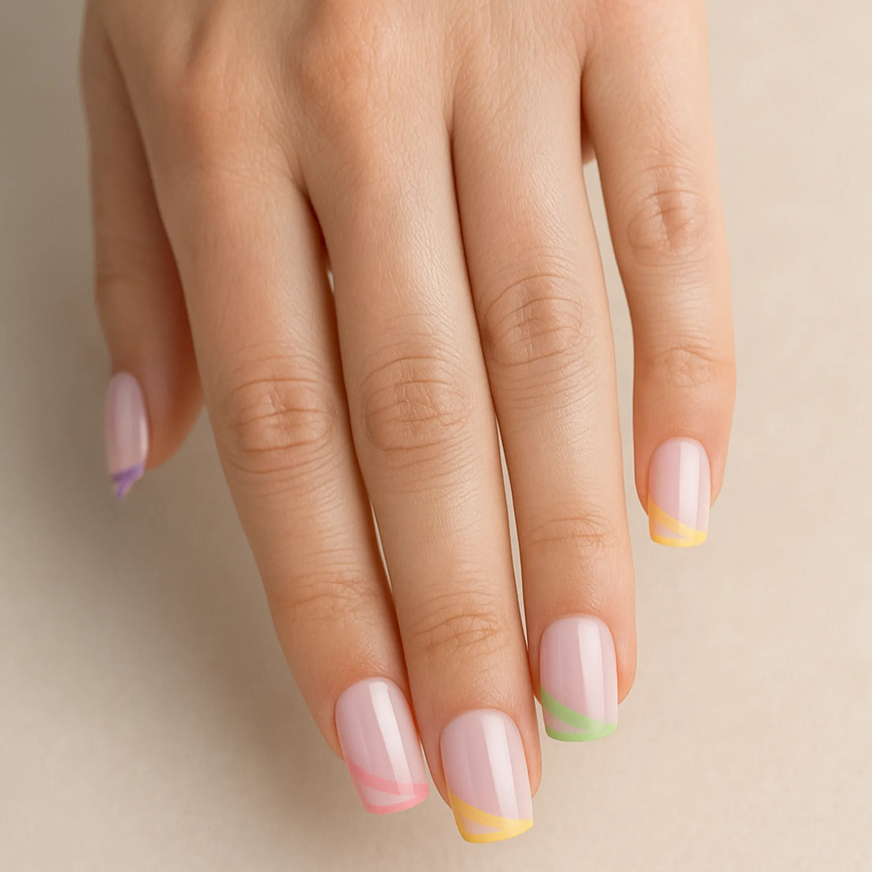 Press On French Nails Triangle Multicolor