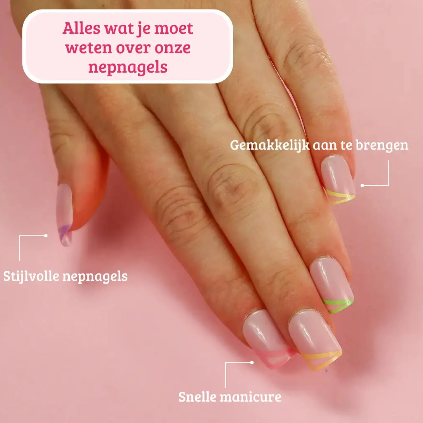 Press On French Nails Triangle Multicolor