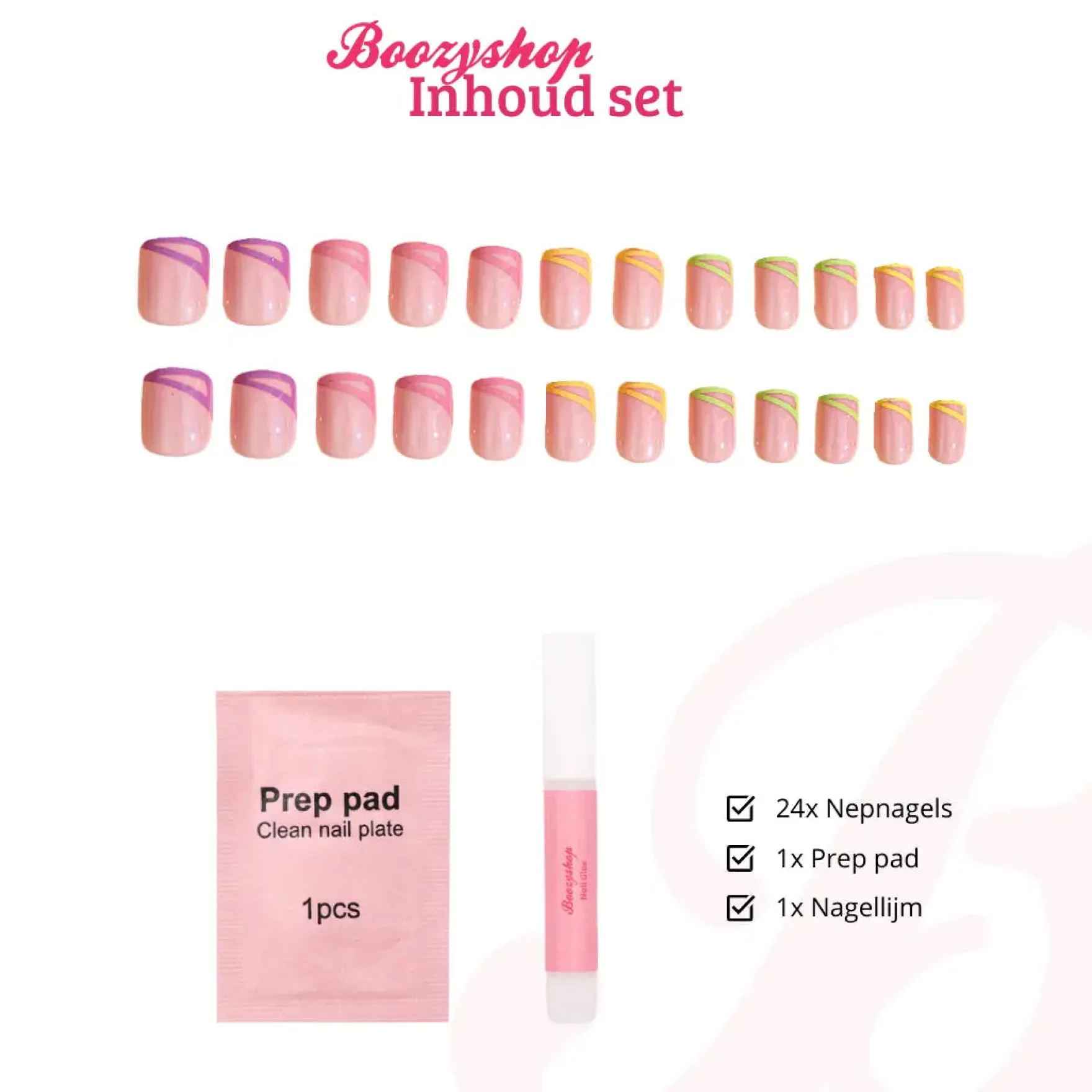 Press On French Nails Triangle Multicolor