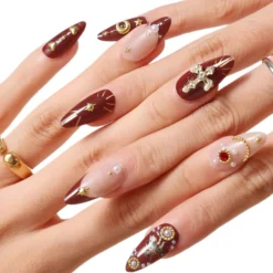 Press-On Nails Burgundy Cherub