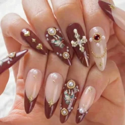 Press-On Nails Burgundy Cherub