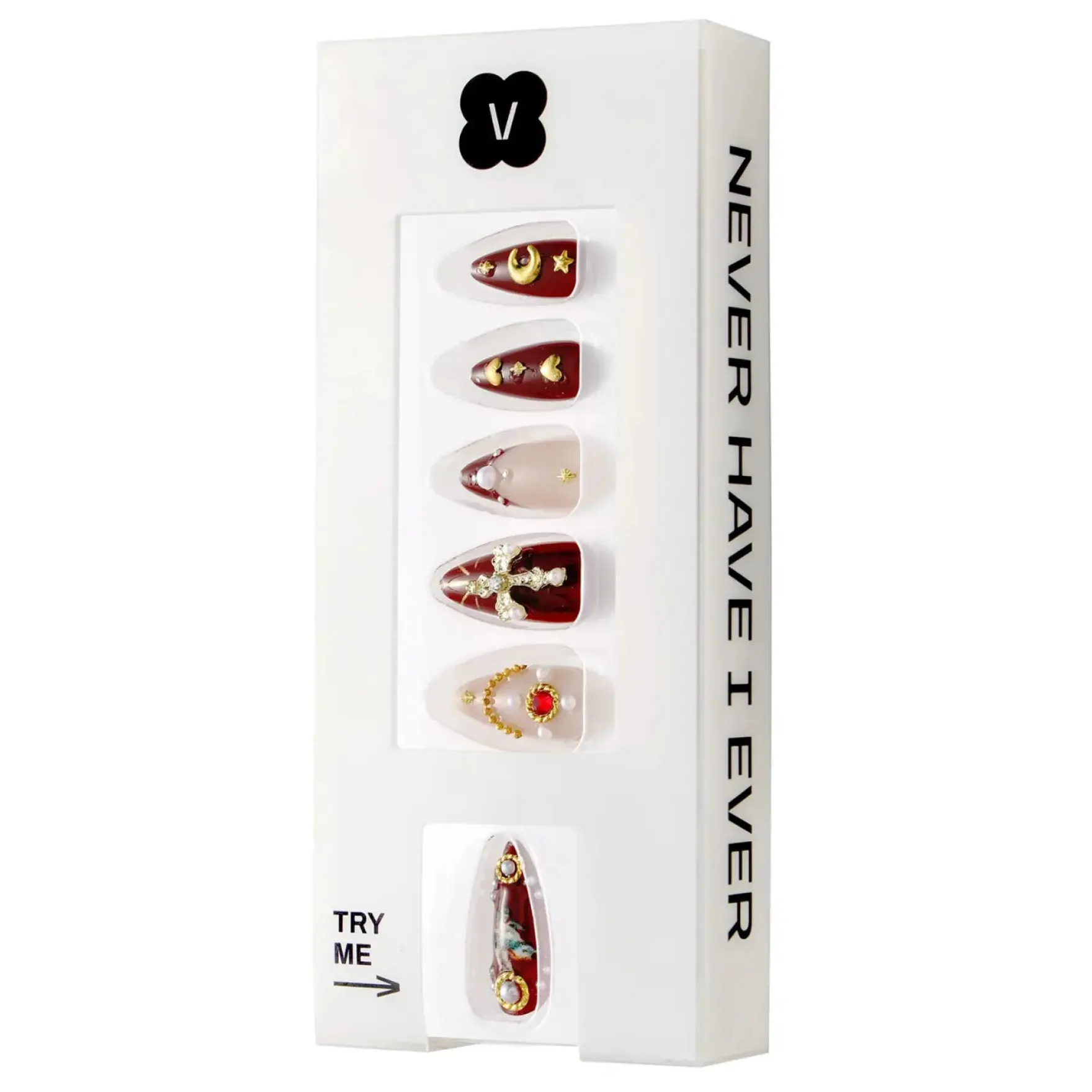 Press-On Nails Burgundy Cherub