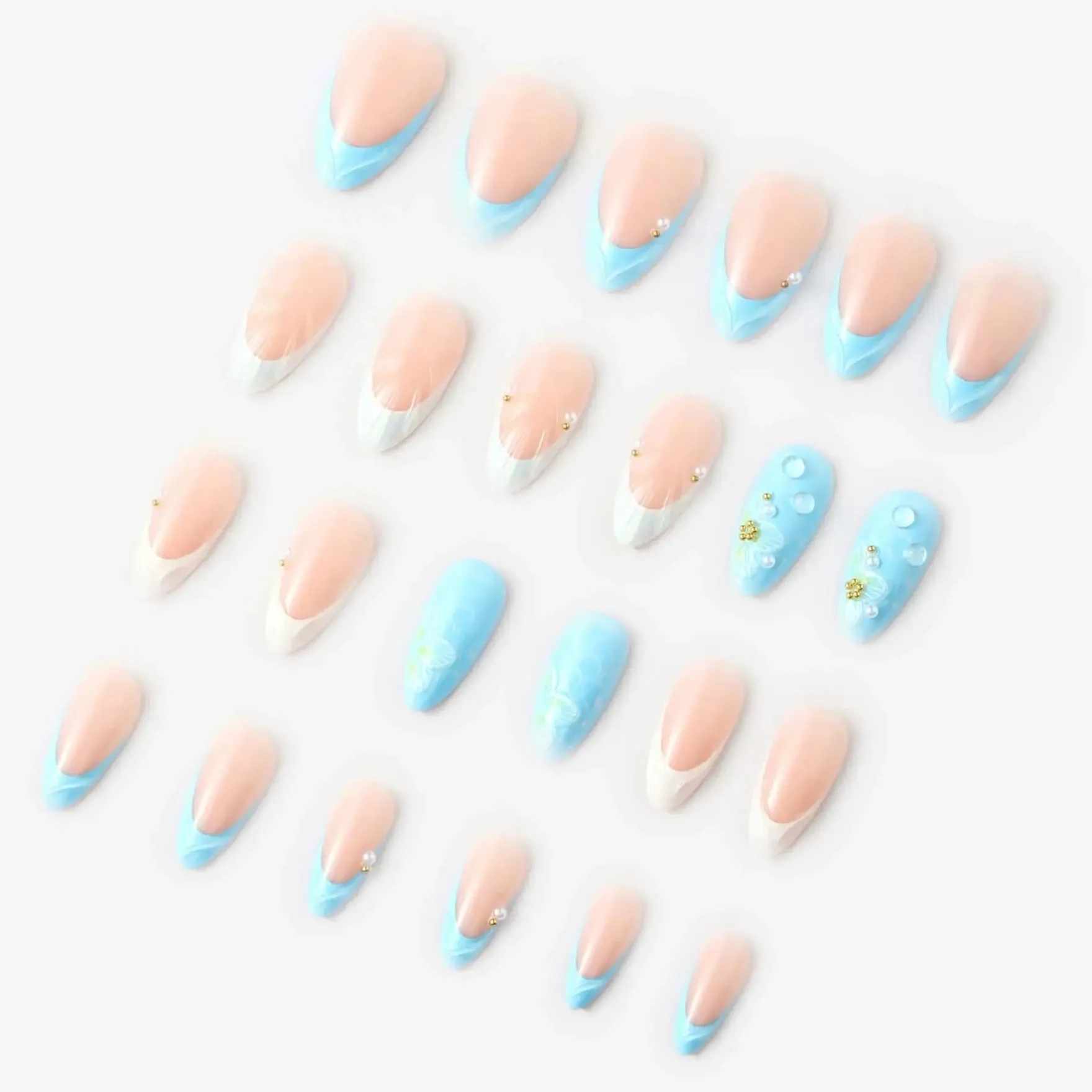 Press-On Nails French Waterlily