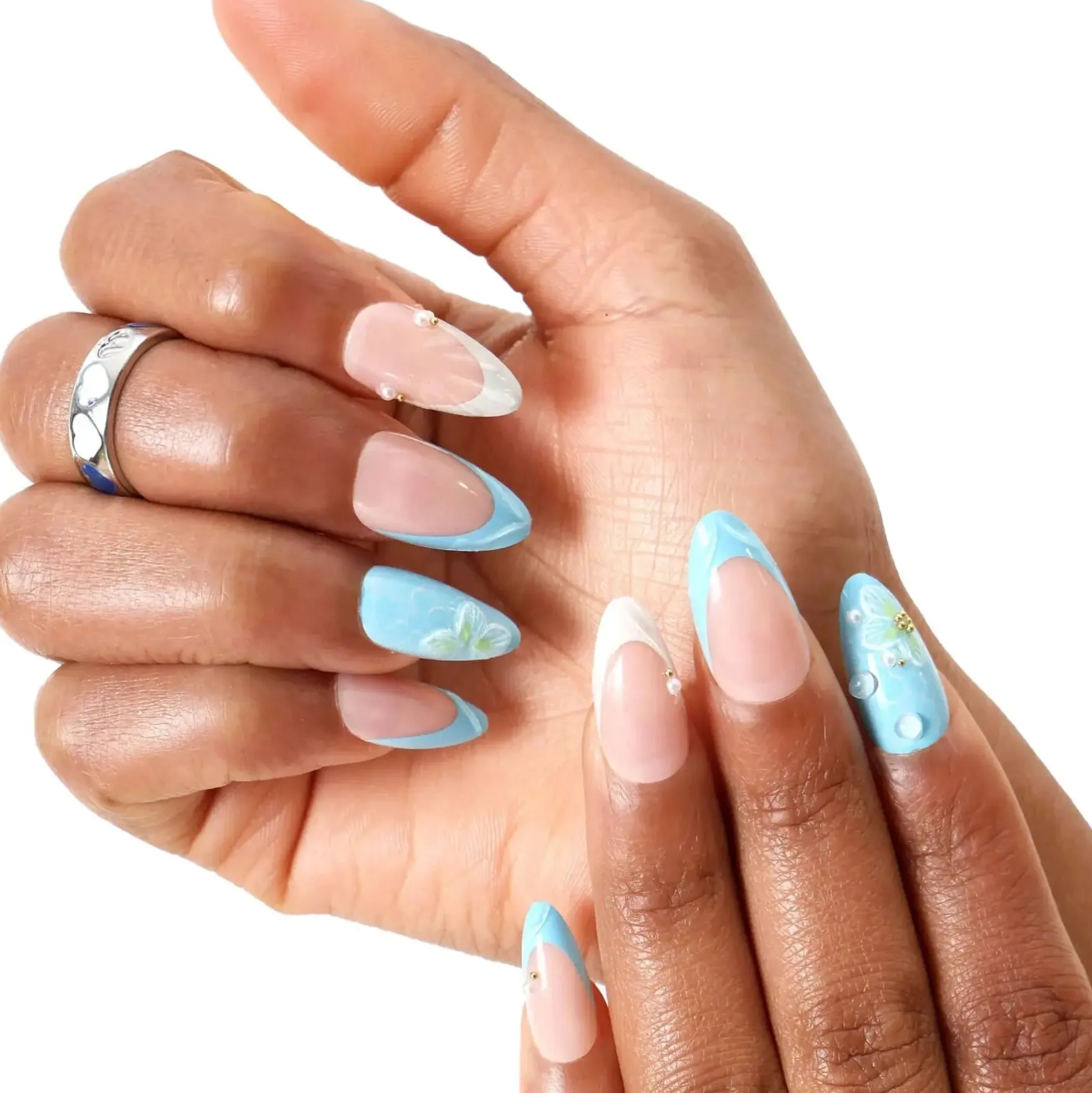 Press-On Nails French Waterlily