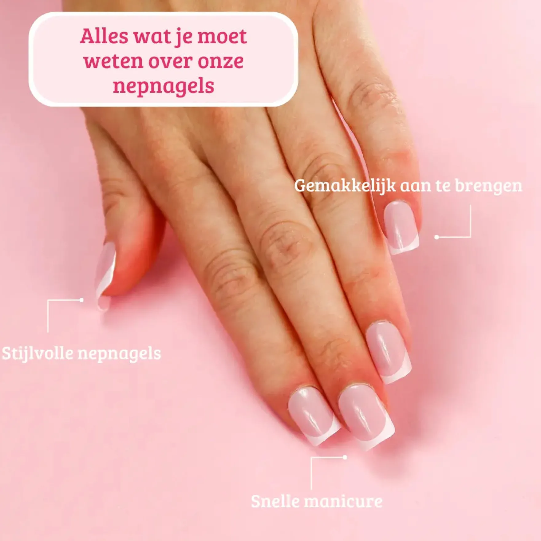 Press On French Nails White / Pink