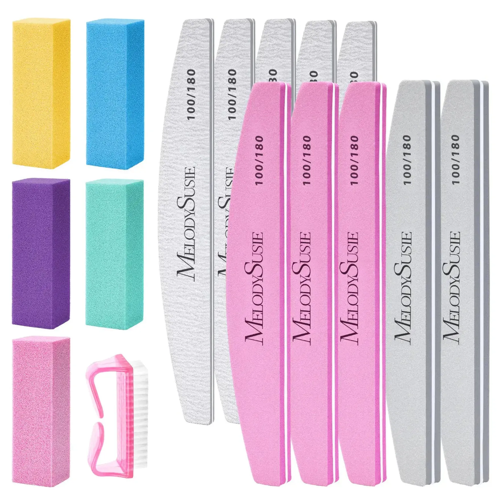 Professional Nail Files & Buffers 100/180 Grit 16Pcs