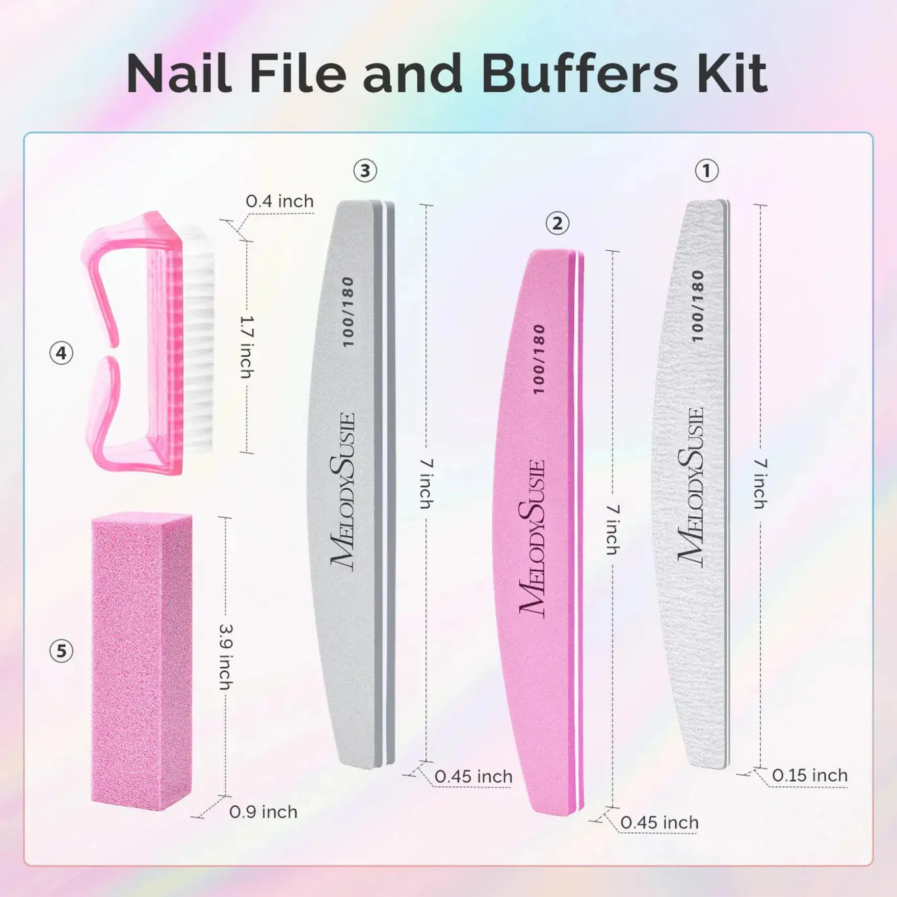 Professional Nail Files & Buffers 100/180 Grit 16Pcs