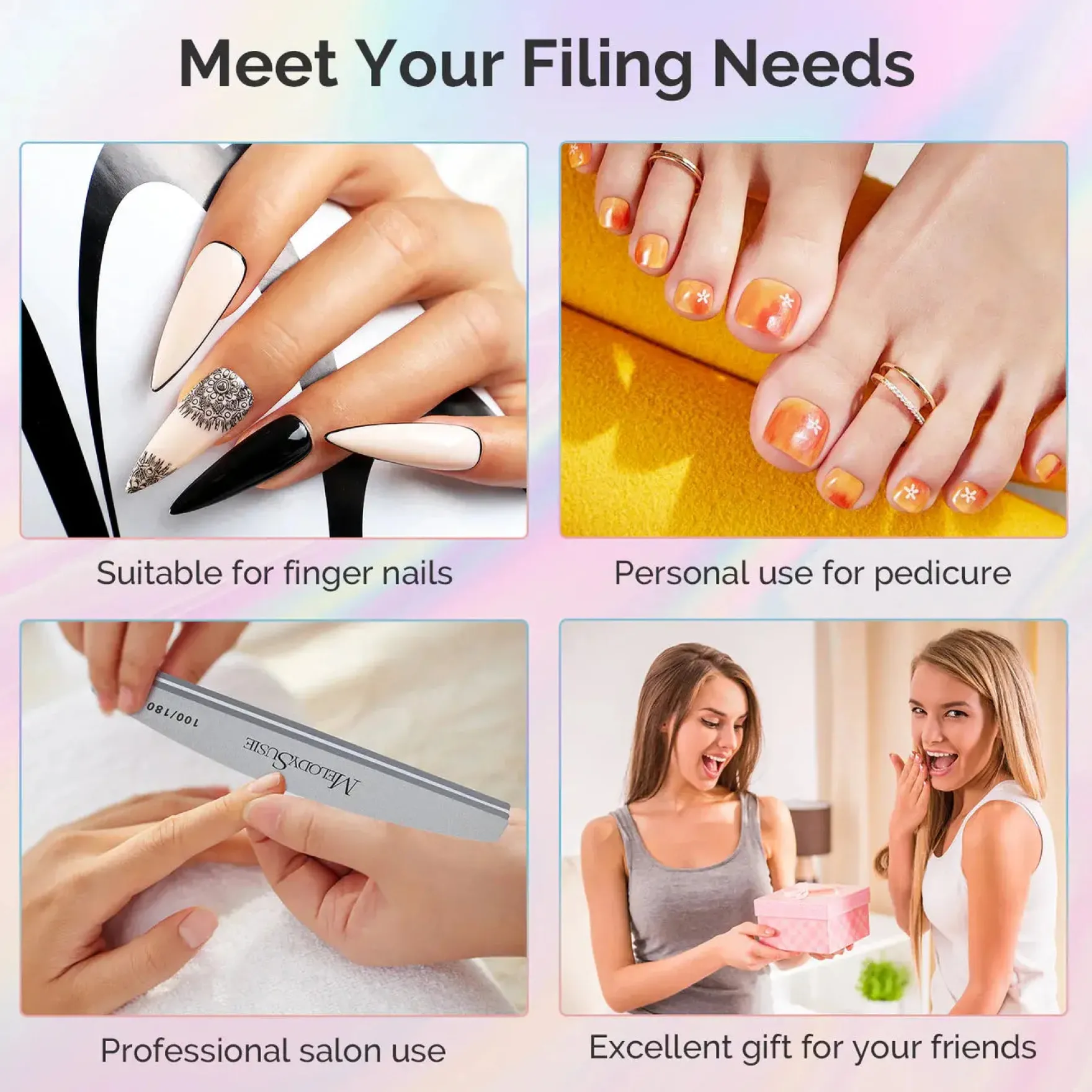 Professional Nail Files & Buffers 100/180 Grit 16Pcs