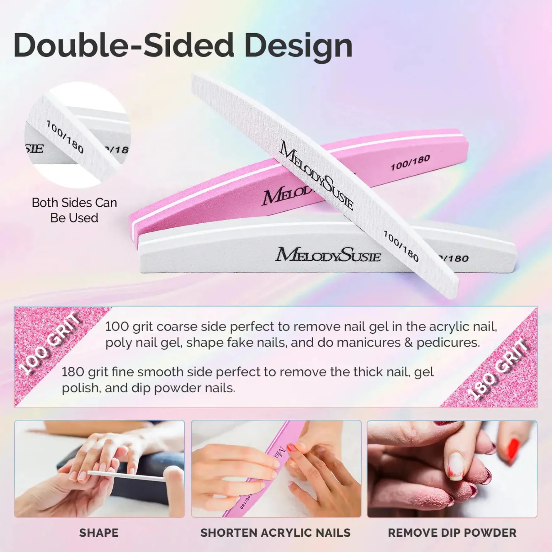 Professional Nail Files & Buffers 100/180 Grit 16Pcs