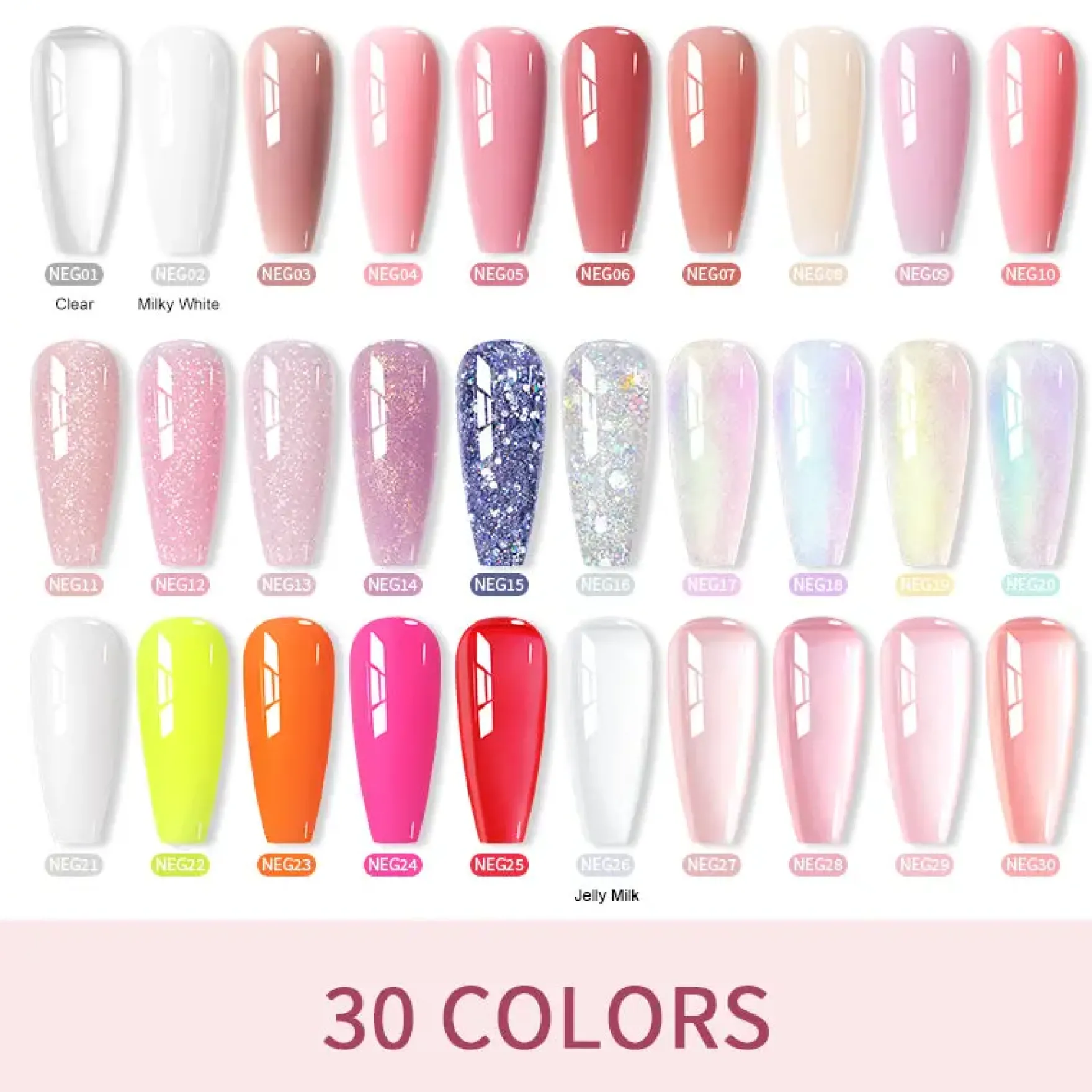 Pure Color & Glitter Non Stick Hand Extension Gel NEG30