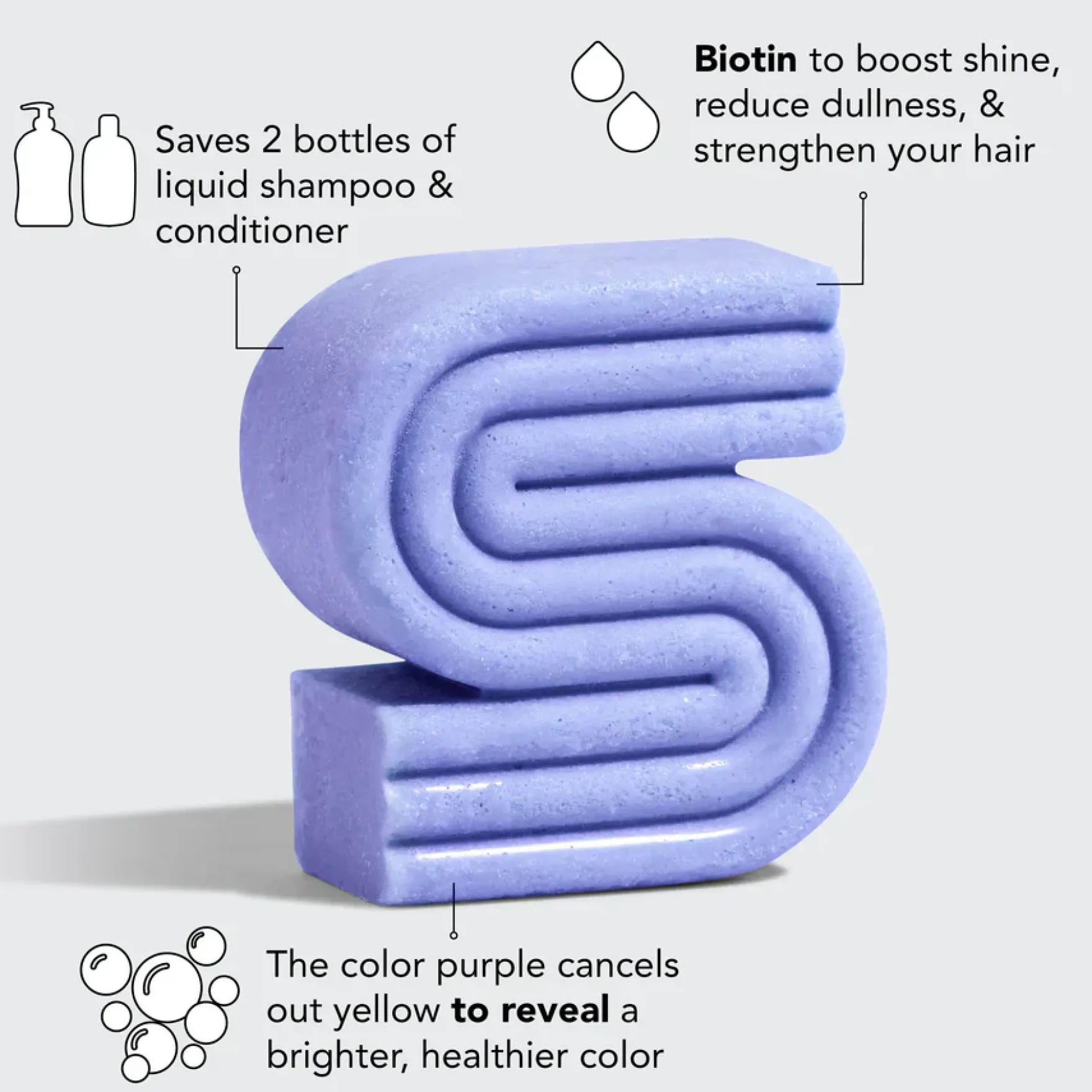Purple Toning Solid Shampoo Bar with Biotin