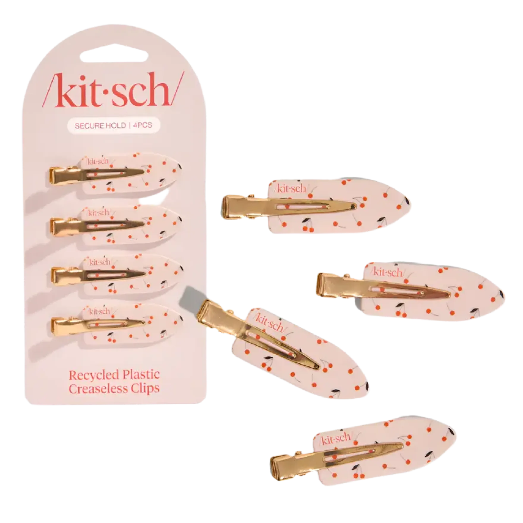 Recycled Plastic Creaseless Clips 4pc Set Cherry Print
