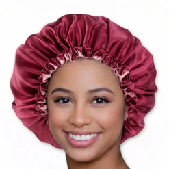 Red Satin Hair Bonnet Reversable