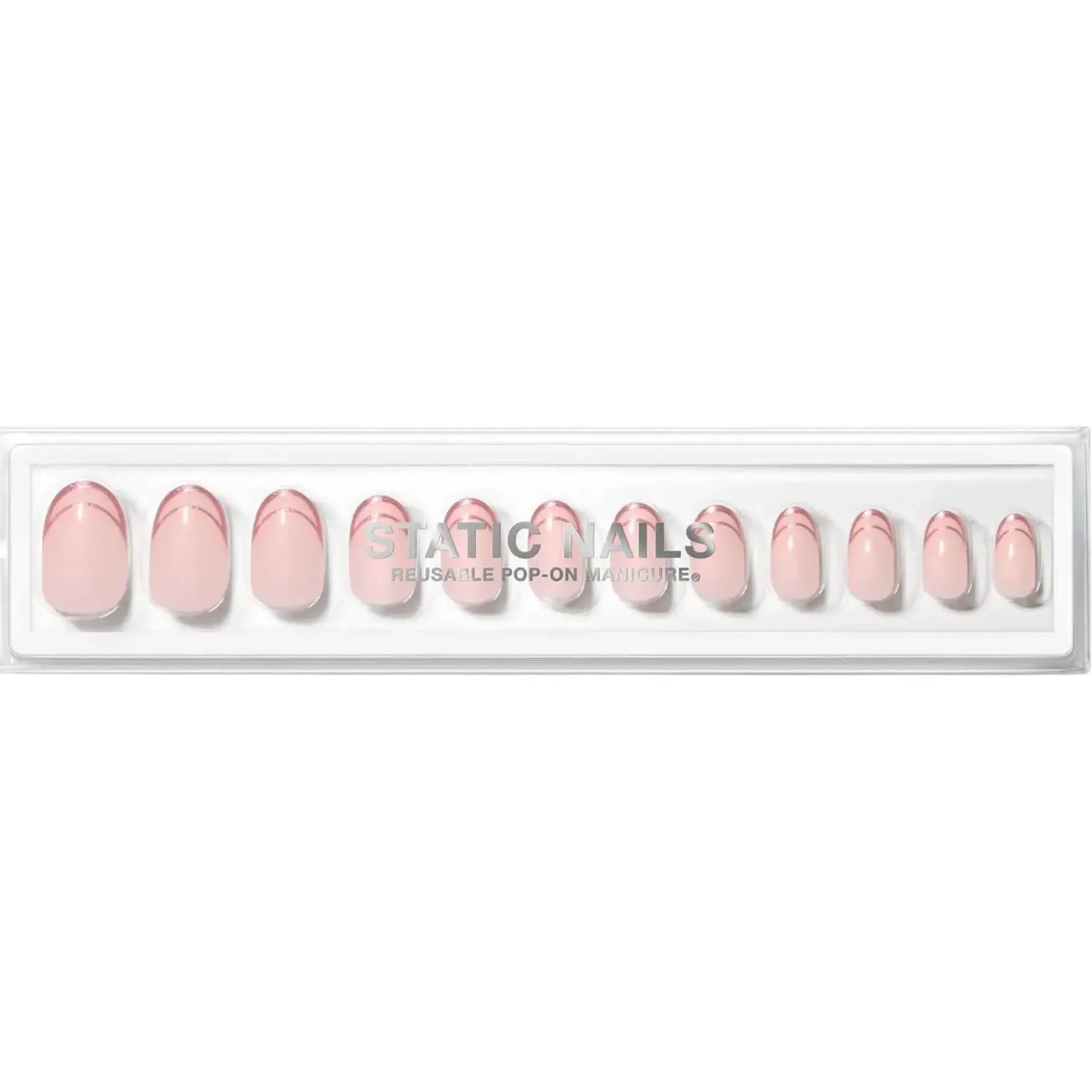 Reusable Pop-On Manicure Rose Gold Double French Round