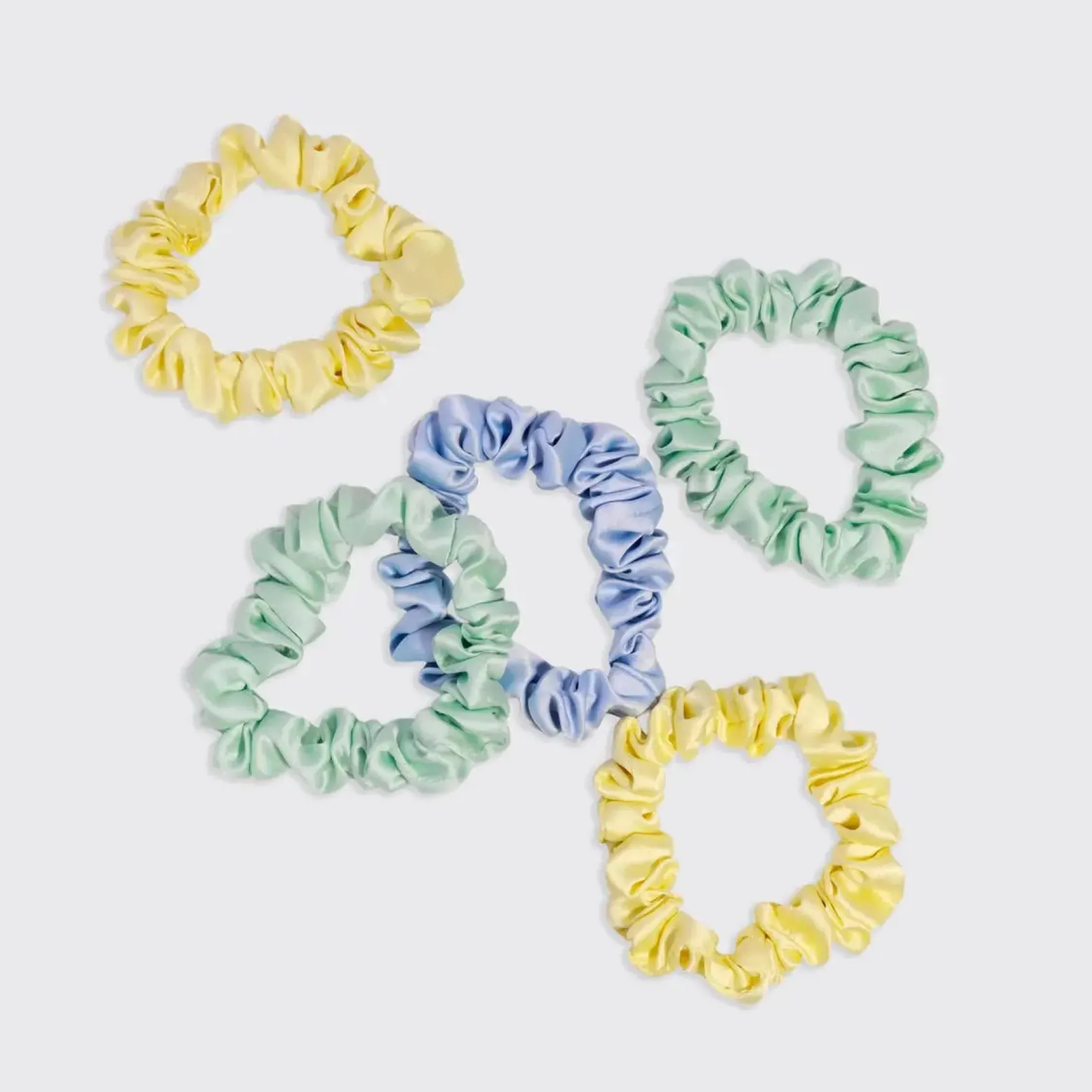 Ruched Satin Scrunchies 5pc Set Multi Color