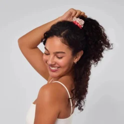 Ruched Satin Scrunchies 5pc Set Assorted Cherry Blossom