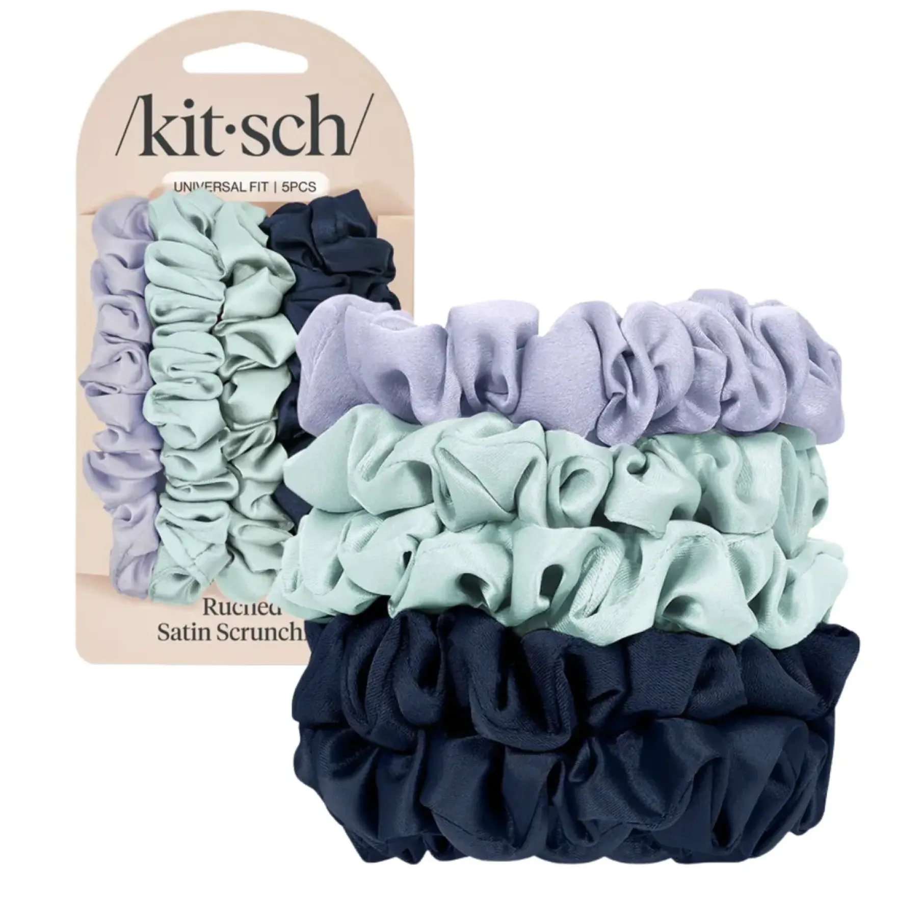 Ruched Satin Scrunchies 5pc Set Garden Bouquet
