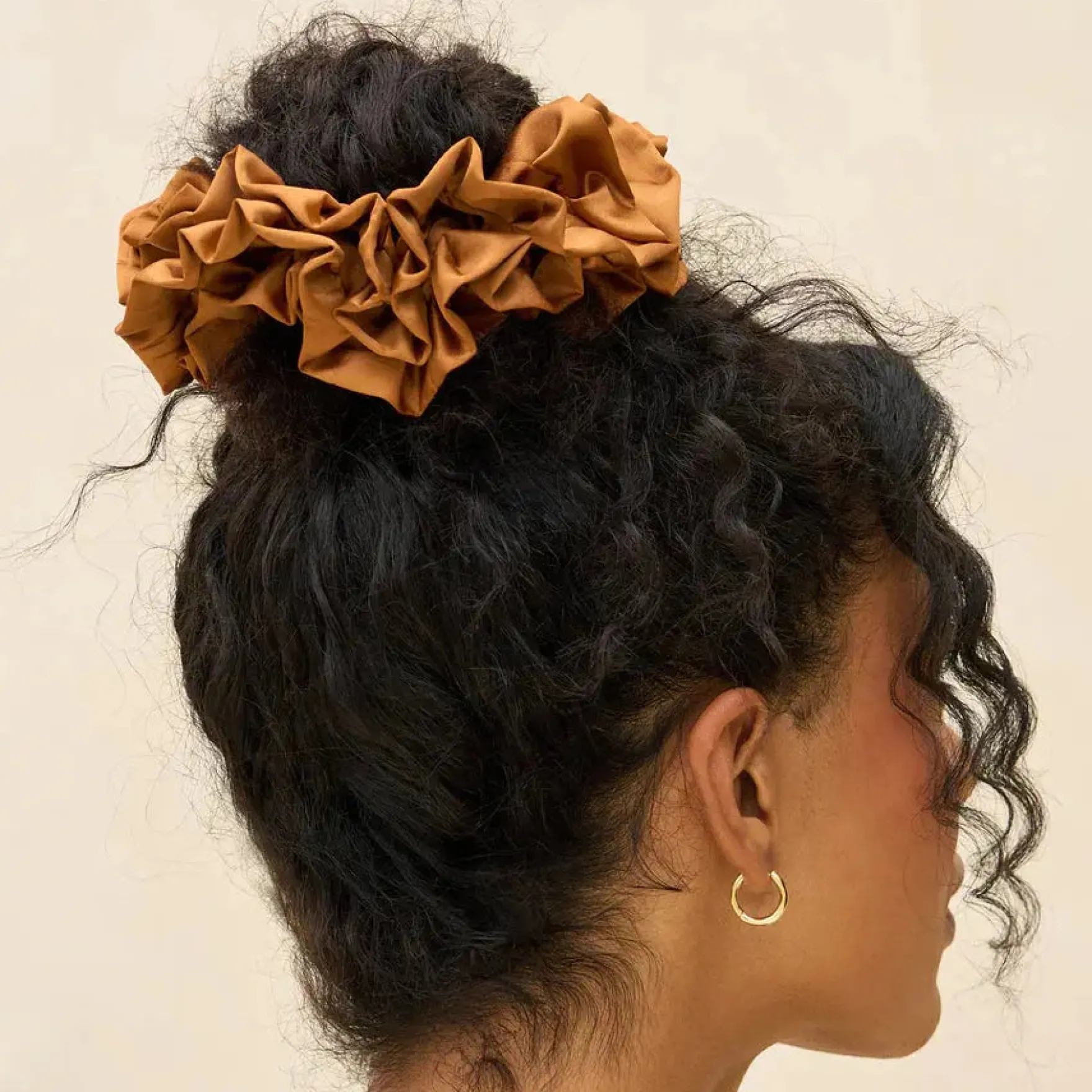 Ruffle Scrunchie Camel