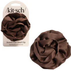 Satin Rosette Flat Cloud Clip Chocolate