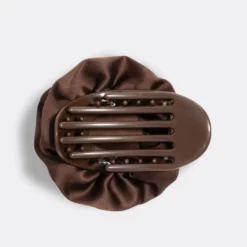 Satin Rosette Flat Cloud Clip Chocolate