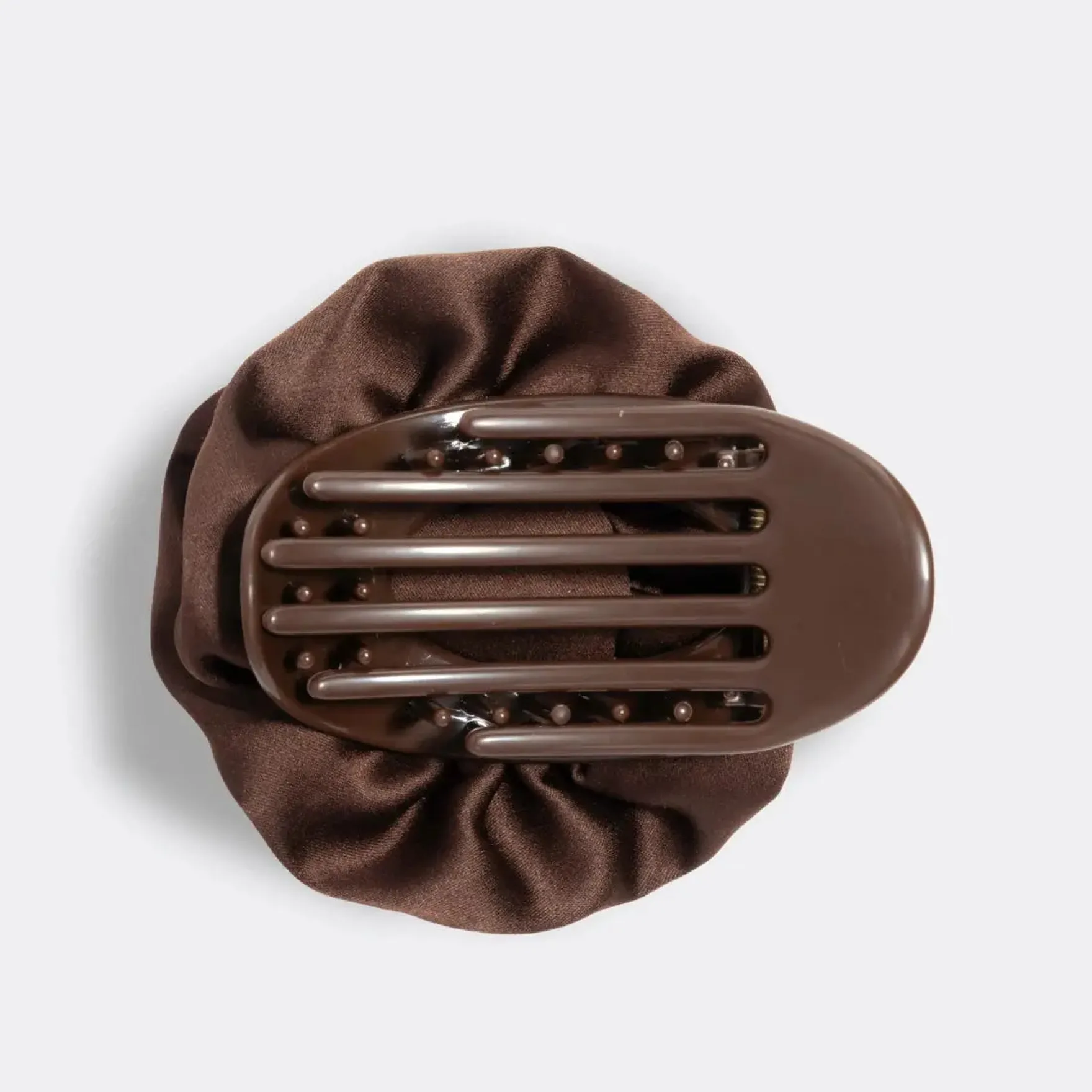 Satin Rosette Flat Cloud Clip Chocolate