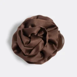 Satin Rosette Flat Cloud Clip Chocolate
