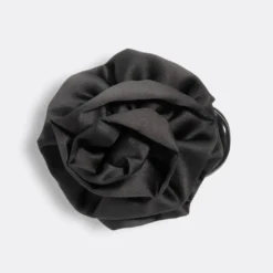 Satin Rosette Flat Cloud Clip Black