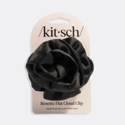 Satin Rosette Flat Cloud Clip Black