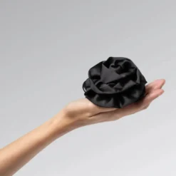 Satin Rosette Flat Cloud Clip Black
