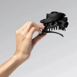 Satin Rosette Flat Cloud Clip Black