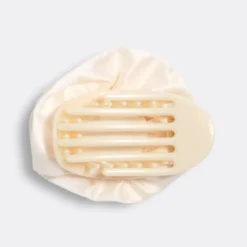 Satin Rosette Flat Cloud Clip Cream