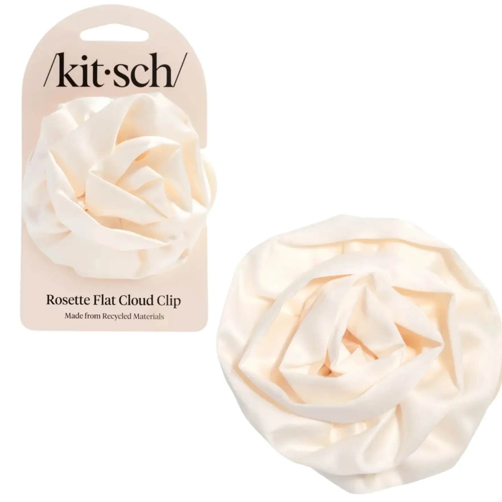 Satin Rosette Flat Cloud Clip Cream