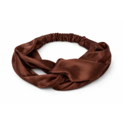 Satin Headband With Twist Brown