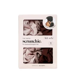 Satin Sleep Scrunchies 5pc Set Cameo
