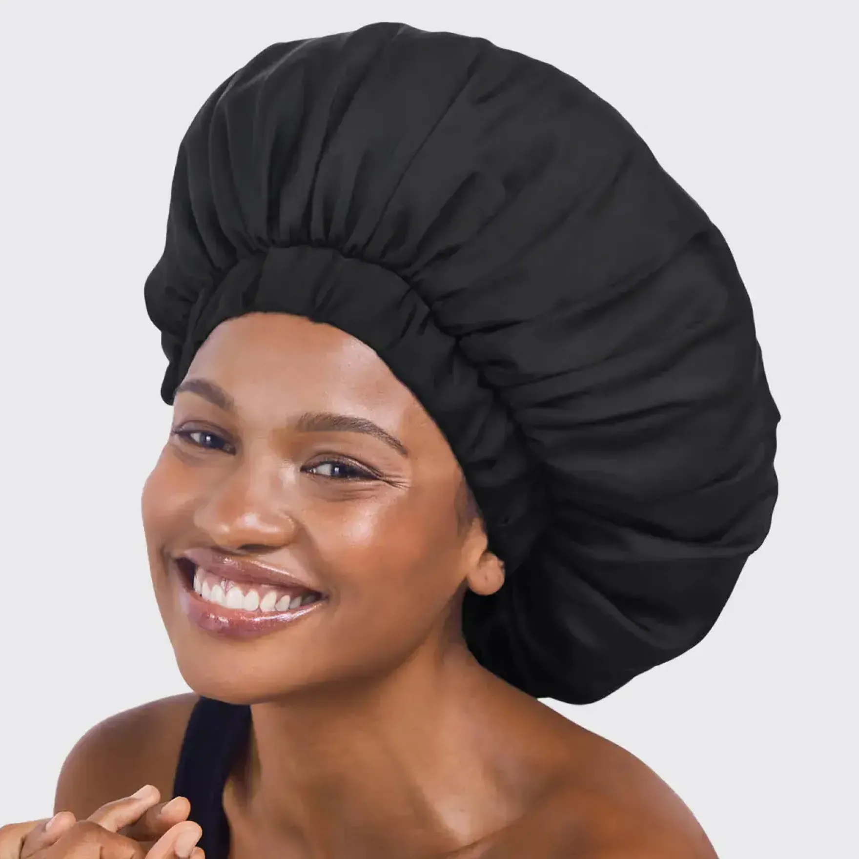 Satin Sleep XL Adjustable Bonnet Black