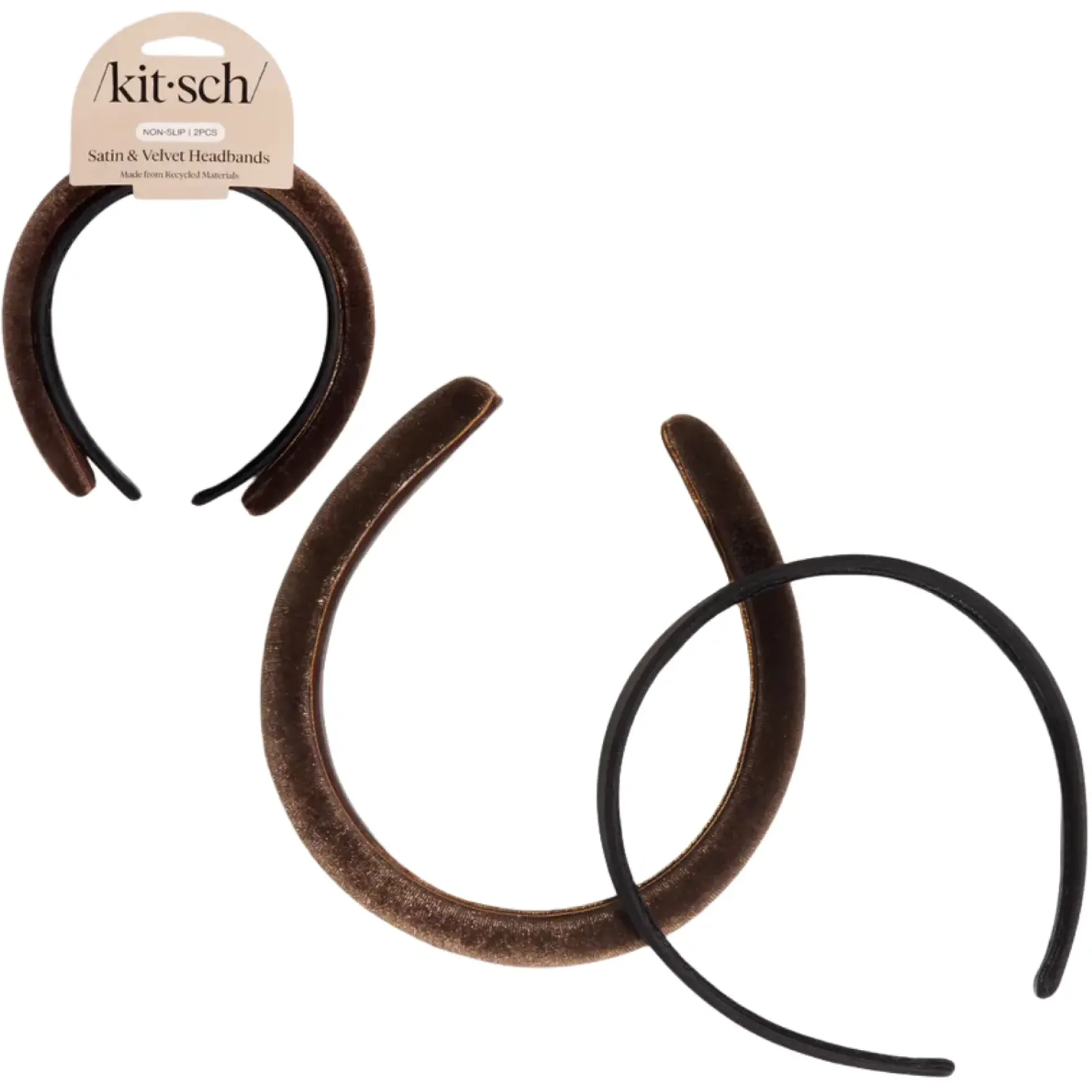 Satin & Velvet Headbands Black/Cocoa